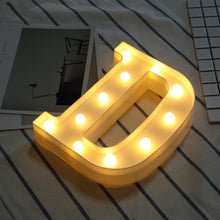 Load image into Gallery viewer, White Plastic Letter LED Night Light Marquee Sign Alphabet Lights Lamp Home Club Outdoor Indoor Party Wedding Home Decoration