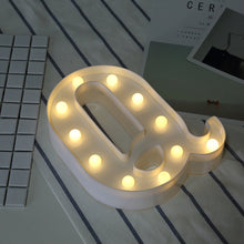 Load image into Gallery viewer, White Plastic Letter LED Night Light Marquee Sign Alphabet Lights Lamp Home Club Outdoor Indoor Party Wedding Home Decoration