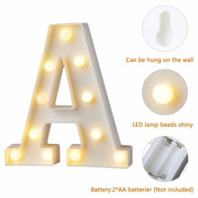 Load image into Gallery viewer, White Plastic Letter LED Night Light Marquee Sign Alphabet Lights Lamp Home Club Outdoor Indoor Party Wedding Home Decoration
